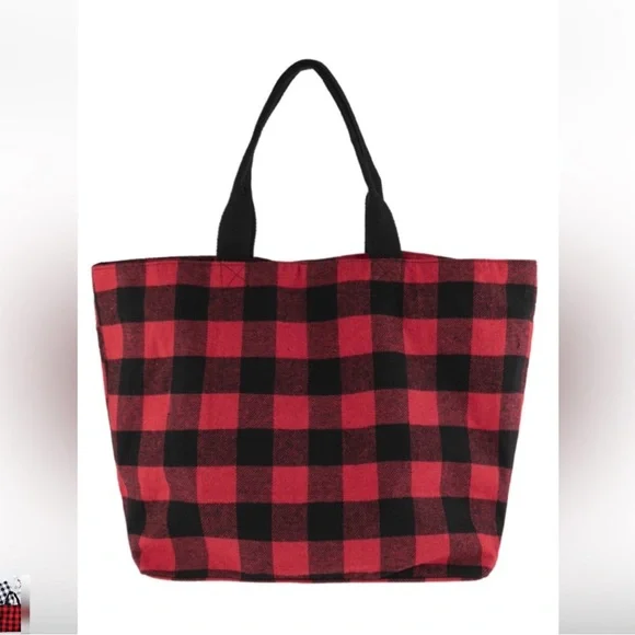 Buffalo Plaid Tote Bag - Red and Black NIP - Picture 1 of 1